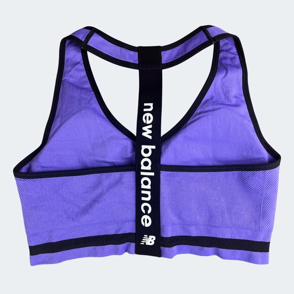 New Balance Seamless Medium Impact Sports Bra - Purple & Black Racerback Stretch - Picture 4 of 10